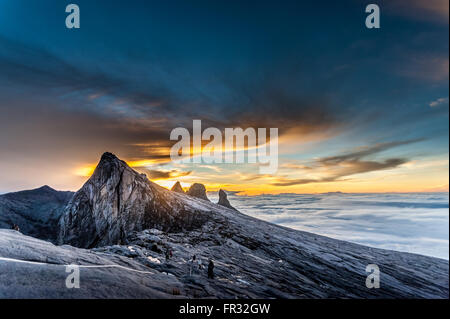 Mount Kinabalu, near Low's Peak, about 3900m. This is sunrise. Stock Photo