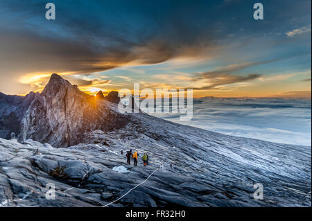 Mount Kinabalu, near Low's Peak, about 3900m. This is sunrise. Stock Photo