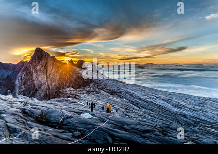 Mount Kinabalu, near Low's Peak, about 3900m. This is sunrise. Stock Photo