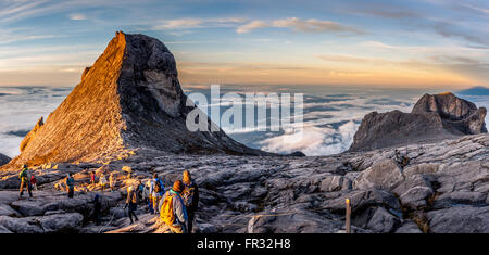 Mount Kinabalu, near Low's Peak, about 3900m. This is sunrise. Stock Photo