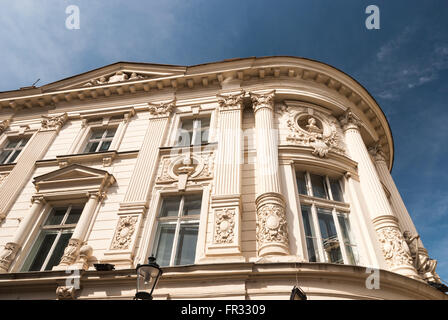 View of old architecture in the old town of Bucharest. Bucharest city, Romania - September 2015. Stock Photo