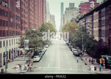 Street with traffic, New York City, USA. Stock Photo