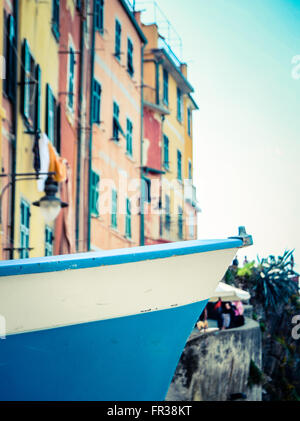 Travel Detail Of A Boat Against Historic Buildings In The Italian Village Stock Photo