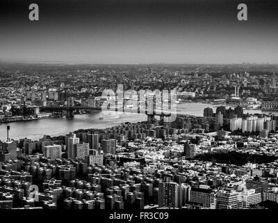 The Williamsburg Bridge over the East River viewed from the Empire State Building, New York City, USA. Stock Photo