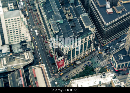 Macy's department store, New York City.  Aerial view from the Empire State building, USA. Stock Photo