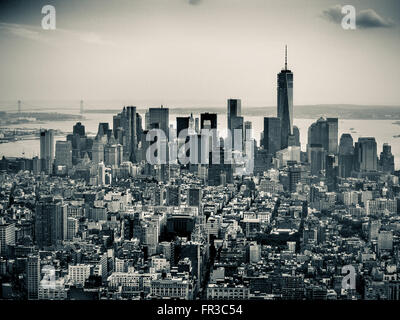 View towards Lower Manhattan from Empire State Building, New York City, USA. Stock Photo