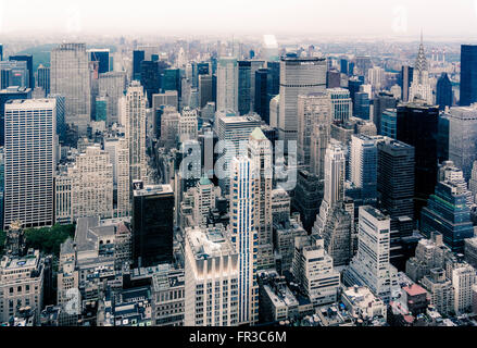 View from the Empire State Building looking North East with top of Chrysler Building visible, New York city, USA Stock Photo