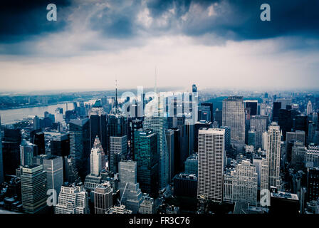 View towards West New York across Hudson River from Empire State Building, New York City, USA. Stock Photo