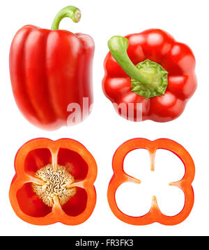 Red bell pepper collection isolated on white with clipping path Stock Photo