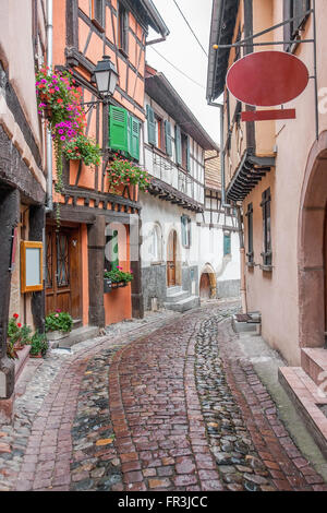 Idyllic scenery of Eguisheim, a village in Alsace, France Stock Photo