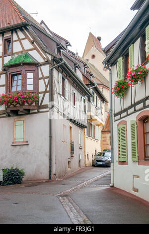 Idyllic scenery of Eguisheim, a village in Alsace, France Stock Photo