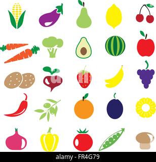 vector illustration of fruits and vegetables background Stock Vector