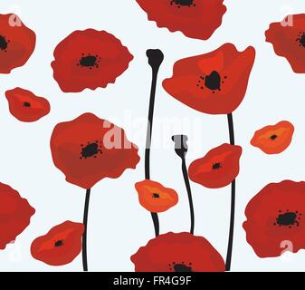 vector illustration of poppies background Stock Vector