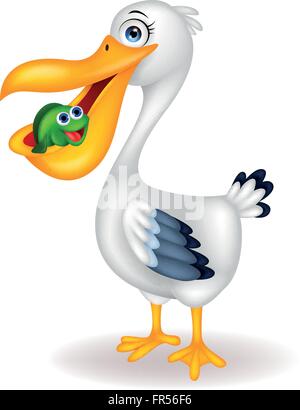 Pelican eating fish Stock Vector