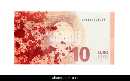 New ten euro banknote, isolated on white, close-up Stock Photo