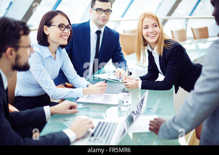 Happy business team planning work together at the table Stock Photo