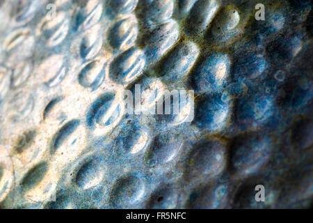 Metal background of blue metal honeycombs horizontal Stock Photo