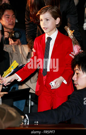 Tokyo, Japan. 21st March, 2016. Canadian child actor Jacob Tremblay attends the Japanese premiere for the film Room on March 21, 2016, Tokyo, Japan. Brie Larson won the Academy Award for Best Actress in a Leading Role for her role in Room. The film was also nominated for Best Motion Picture, Best Achievement in Directing, and Best Adapted Screenplay. Room hits Japanese theatres on March 18. Credit:  Rodrigo Reyes Marin/AFLO/Alamy Live News Stock Photo