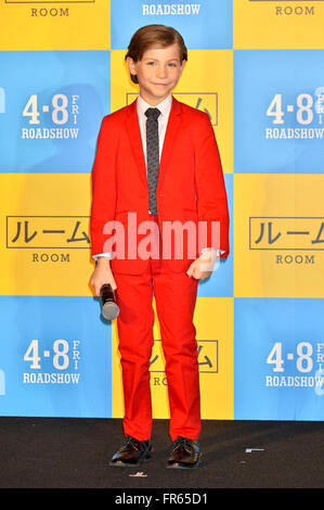 Child actor Jacob Tremblay attends the Japan Premiere for 'Room' at Roppongi Hills in Tokyo, Japan on March 21, 2016./picture alliance Credit:  dpa picture alliance/Alamy Live News Stock Photo