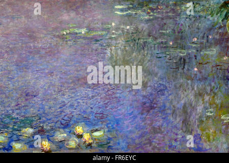 Detail of Water Lily Nymphaea's series painted by Claude Monet 1840 – 1926 France French  at Musée de l'Orangerie ( Jardin Tuileries Paris ) French impressionist and post-impressionist paintings France Stock Photo