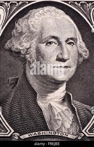 George Washington portrait on US one dollar bill with10 Eurospaper ...