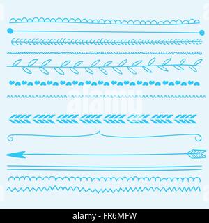Hand drawn border line set Stock Vector