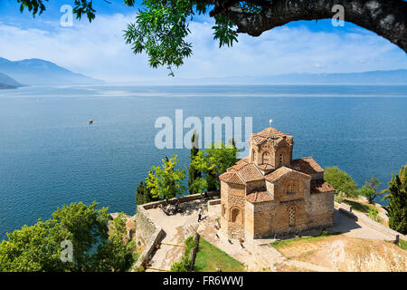 Republic of Macedonia, Lake Ohrid, the Church of St John of Kaneo Byzantine style of the XIIIth century Stock Photo