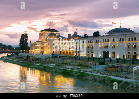 Republic of Macedonia, Skopje, district Carsija, Karpos square, the Macedonian Opera and Ballet Stock Photo