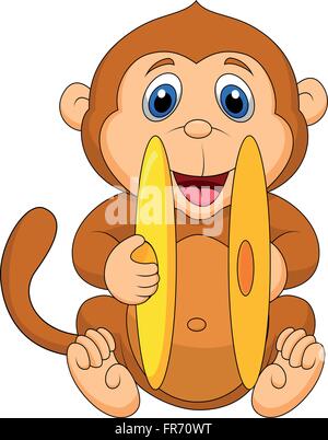 Cute monkey cartoon playing cymbal Stock Vector