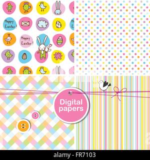 Colorful cute seamless patterns Stock Vector