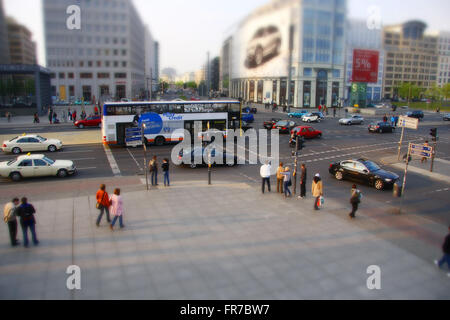 Tilt and Shift-Ansicht: Potsdamer Platz, Berlin-Tiergarten. Stock Photo