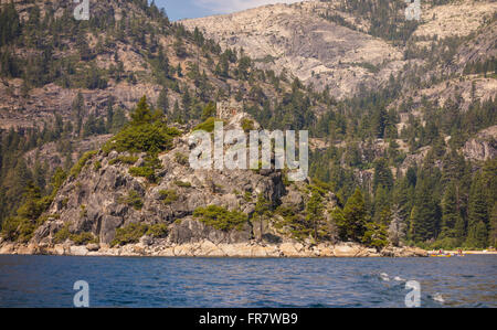 LAKE TAHOE, CALIFORNIA, USA - Emerald Bay. Teahouse on top of island. Stock Photo