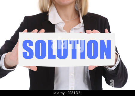 Businesswoman business concept with solution for problem success successful Stock Photo