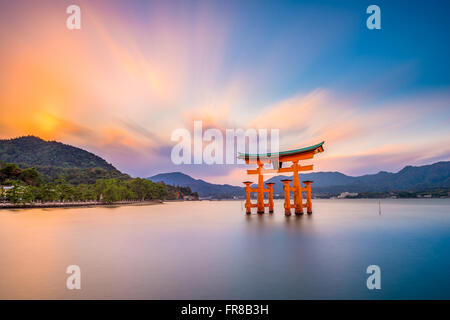 Miyajima, Hiroshima, Japan at the floating gate of Itsukushima Shrine. Stock Photo