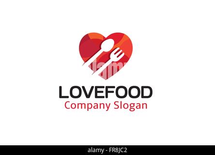 Love Food Heart Logo Vector Symbol Design Illustration Stock Vector