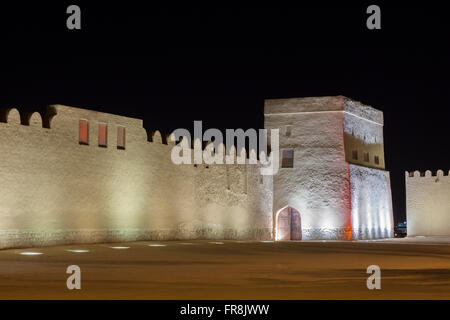 Riffa Fort at night, Kingdom of Bahrain Stock Photo