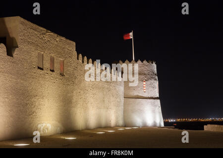 Riffa Fort at night, Kingdom of Bahrain Stock Photo