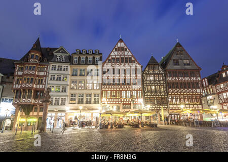 Historic buildings in Frankfurt Main at night Stock Photo