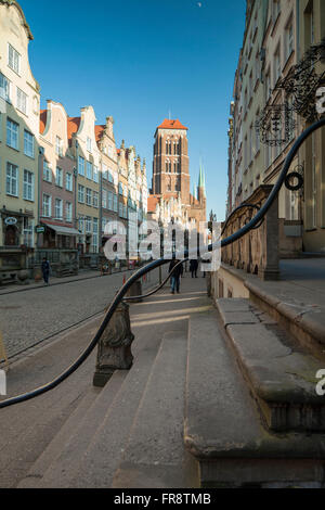 Afternoon on Piwna (Beer) street in Gdansk old town, Poland. Stock Photo
