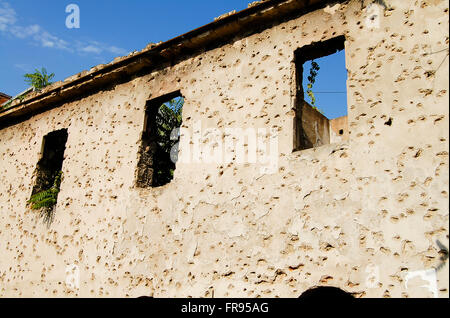 Bullet Holes on Wall - Sarajevo - Bosnia Herzegovina Stock Photo