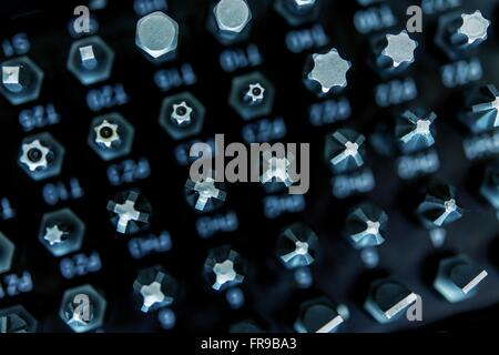 Screwdrivers Macro Closeup. Construction Tools Set. Stock Photo