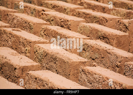 Adobe bricks dried in the sun used for civil construction of low income in rural Stock Photo