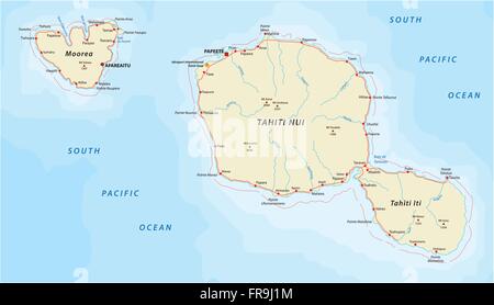 tahiti moorea road map Stock Vector Image & Art - Alamy