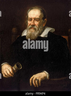 Portrait of Galileo Galilei, 1636, oil on canvas by Justus Sustermans.  Galileo Galilei; 15 February 1564 – 8 January 1642, was an Italian astronomer, physicist, engineer, philosopher, and mathematician who played a major role in the scientific revolution during the Renaissance. Stock Photo