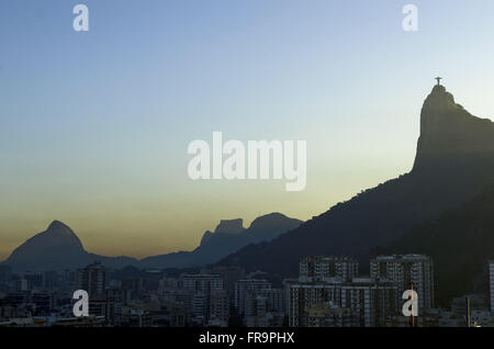 Corcovado Mountain with Christ Redeemer, Hill Brothers and the Gávea Stock Photo