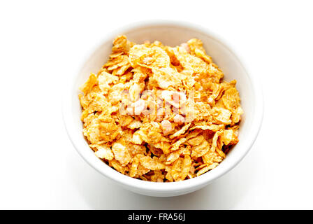 Healthy Yogurt Cereal Made of Corn Flakes and Oats Stock Photo