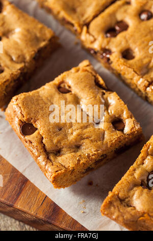 Homemade Chocolate Chip Blondies Cut Into Squares Stock Photo