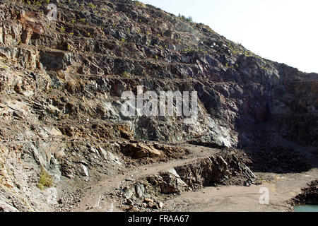 Rock formation in the extraction of copper open pit mine in the Camaqua Mines Stock Photo
