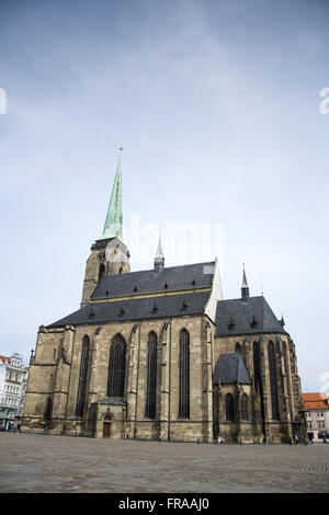 Cathedral of St. Bartholomew on the Marian square, in Pilsen, Czech republic Stock Photo