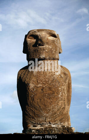 Detail of Moai at Ahu Tongariki on Easter Island Stock Photo